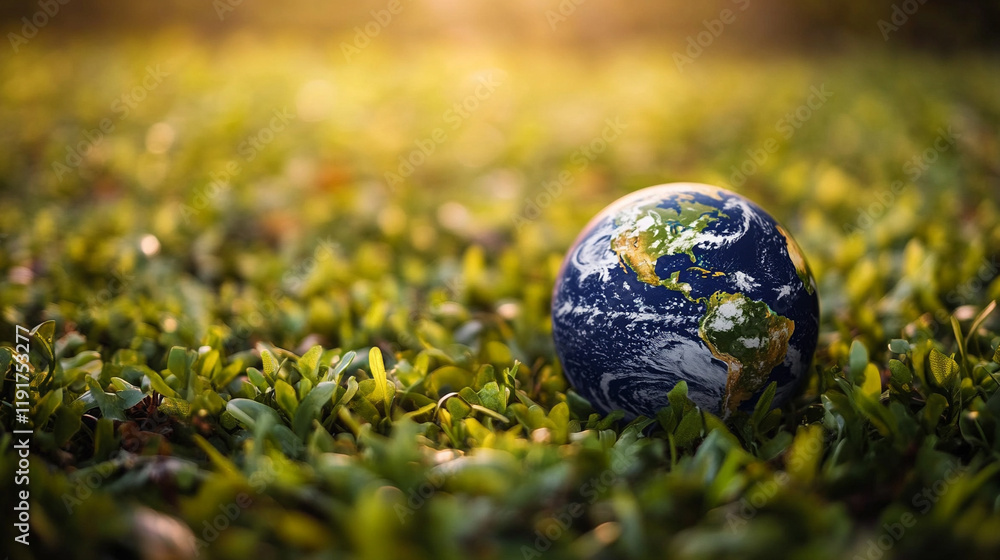 Paper earth globe surrounded by lush green foliage symbolizing environmental care protection sustainability and the fragility of the planet Earth Day concept with space for text in bright blurred tone Paper earth globe surrounded by lush green foliage symbolizing environmental care protection sustainability and the fragility of the planet Earth Day concept with space for text in bright blurred tone