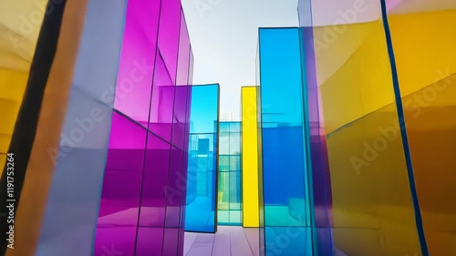 Wallpaper Mural Vibrant Glass Maze: A Colorful Architectural Wonderland Torontodigital.ca