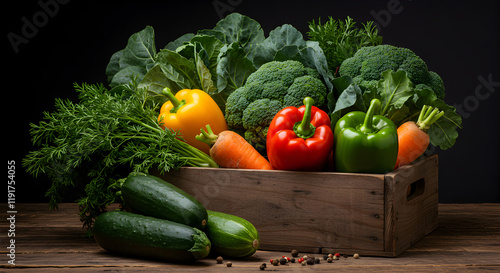 A variety of vegetables including zucchini broccoli carrots and cucumbers photo