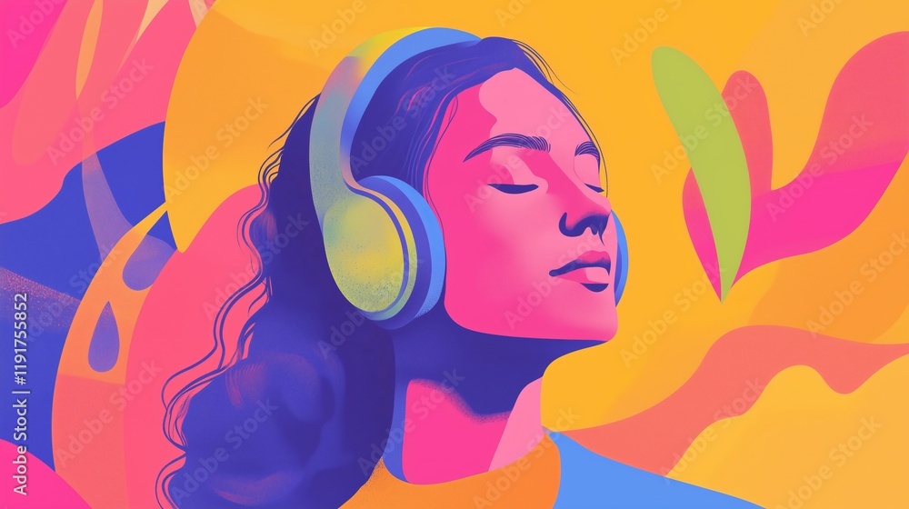 Vibrant Noise Cancelling Headphones Illustration