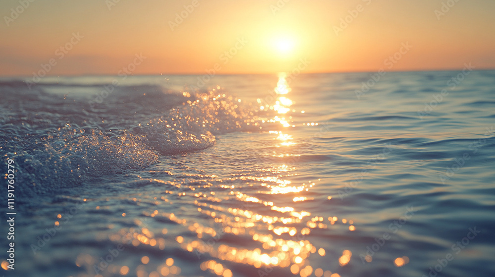 Pristine sand beach and clear blue sea under the sun with blurred background evoking summer vacation mood serene tranquility and relaxation perfect for banner or caption space in bright tones Pristine sand beach and clear blue sea under the sun with blurred background evoking summer vacation mood serene tranquility and relaxation perfect for banner or caption space in bright tones