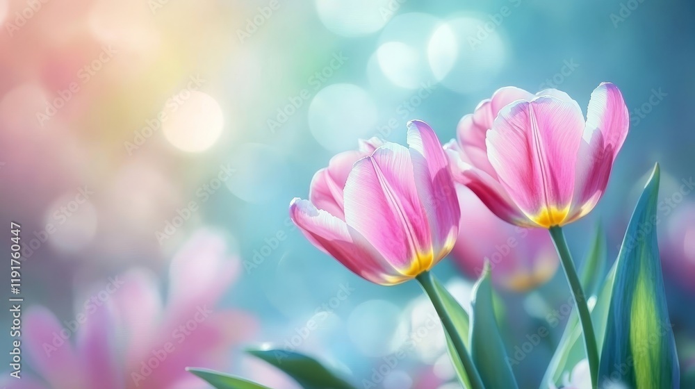 Tulips in spring with blurred bokeh background Tulips in spring with blurred bokeh background