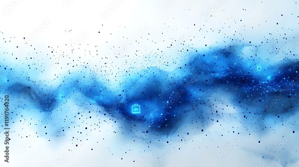 Obraz premium Blue data stream flowing, digital cloud, futuristic background, technology concept