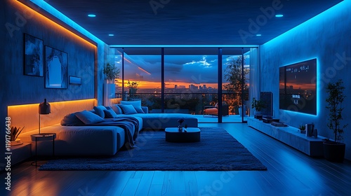 Wallpaper Mural Modern apartment sunset city view living room Torontodigital.ca