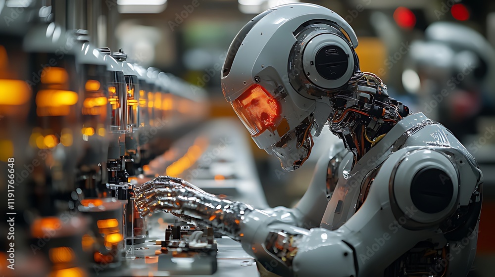 Fototapeta premium Robot working factory assembly line automation