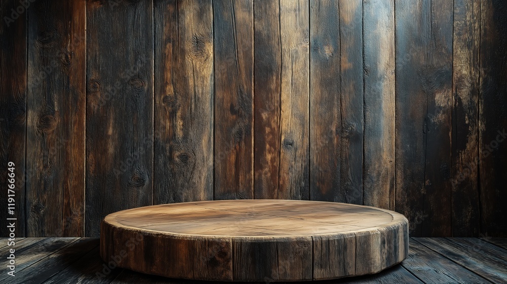 Fototapeta premium Rustic Wooden Texture with a Blank Display Board for Text or Design Mockup