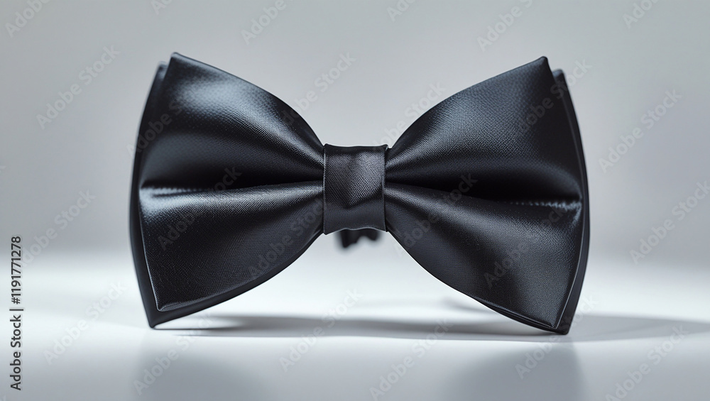 Close up of a classic black satin bow tie. Perfect for formal events, weddings, or fashion. Close up of a classic black satin bow tie. Perfect for formal events, weddings, or fashion.