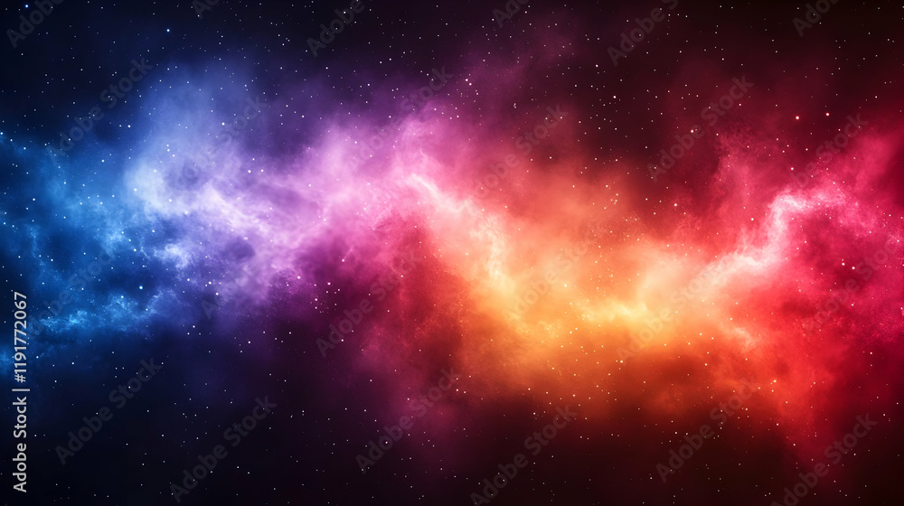 Fototapeta premium Cosmic Nebula in Vibrant Hues: A Celestial Tapestry of Stars and Colors