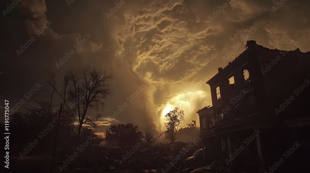 Stunning depiction captures powerful aftermath of a tornado, highlighting the raw power of nature
