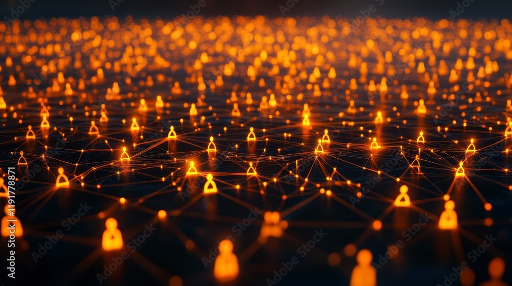 Fototapeta premium Global Network Connection Illuminated Nodes Representing Worldwide Interconnectivity