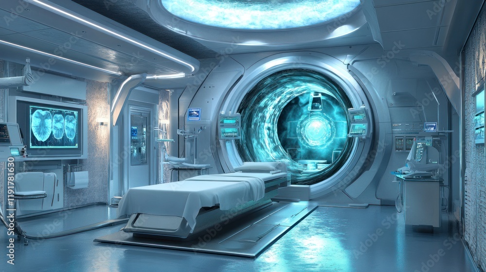 Futuristic Hospital Room: Advanced Medical Technology and Space-Age Design Futuristic Hospital Room: Advanced Medical Technology and Space-Age Design