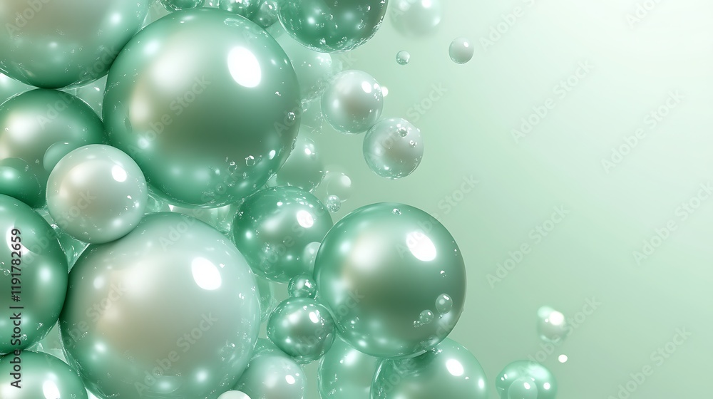 Abstract Green Spheres Floating in Space Abstract Green Spheres Floating in Space
