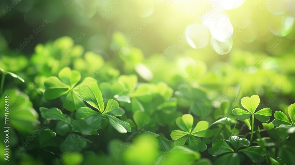 Lush Green Clover Field Bathed in Soft Golden Light, Capturing Nature’s Tranquility and Freshness in a Beautiful Spring Morning Atmosphere Lush Green Clover Field Bathed in Soft Golden Light, Capturing Nature’s Tranquility and Freshness in a Beautiful Spring Morning Atmosphere