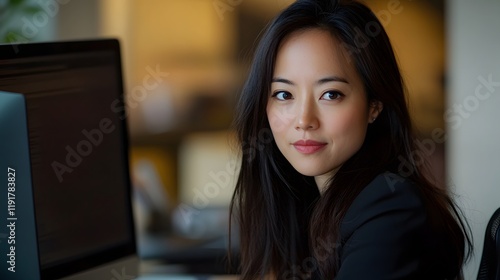 Free Download Young Woman Working At Computer In Office Setting - GFXLoad