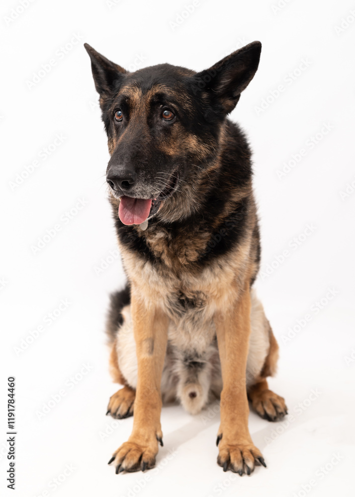 German shepherd dog isolated on a white background