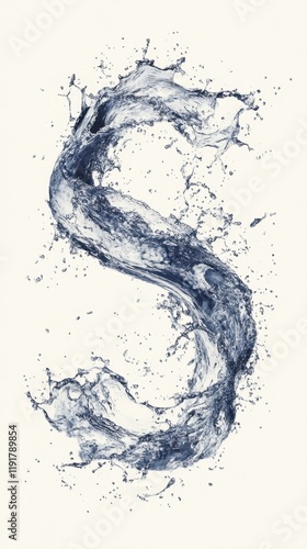 Dynamic Water Splash Forming the Letter S: A Stunning Abstract Image of Fluid Motion and Design photo