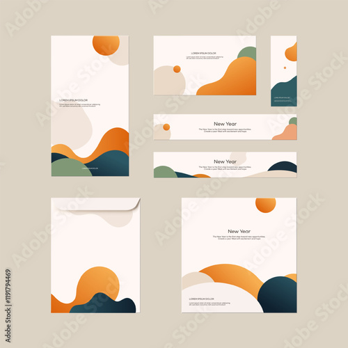 New Year Greetings and Stationery Design template. vector illustration.