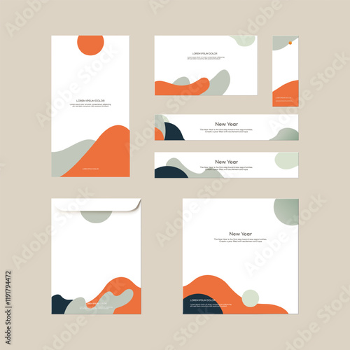 New Year Greetings and Stationery Design template. vector illustration.