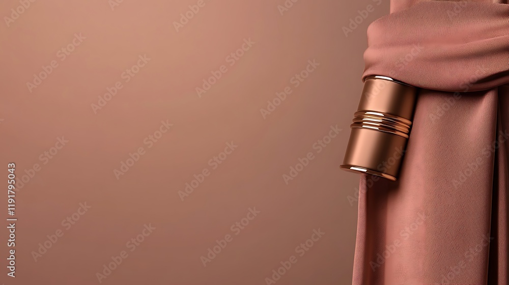 Naklejka premium Rose Gold Cosmetic Container Draped in Fabric