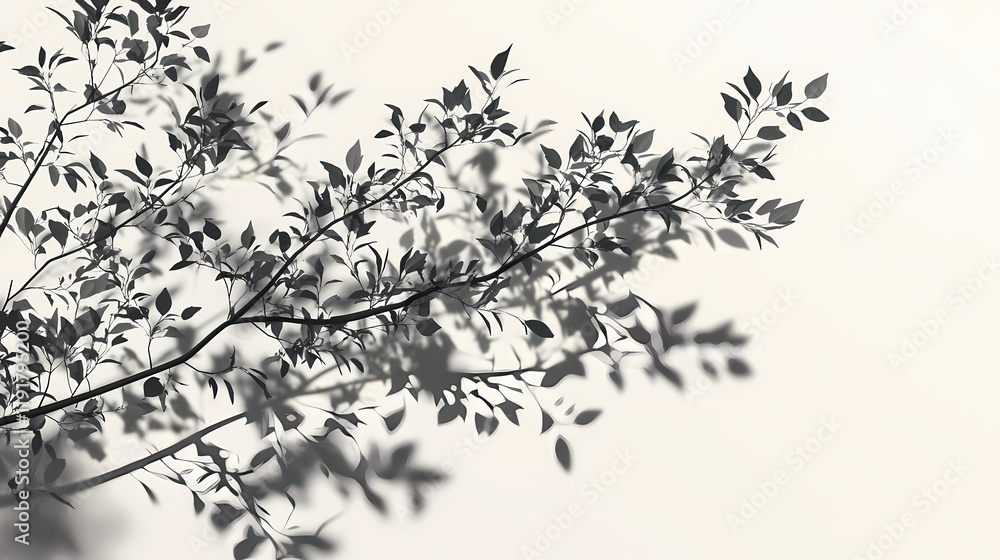 Naklejka premium Realistic tree branches shadow blur isolate on transparent backgrounds 3d render. Shadowfern. Illustration