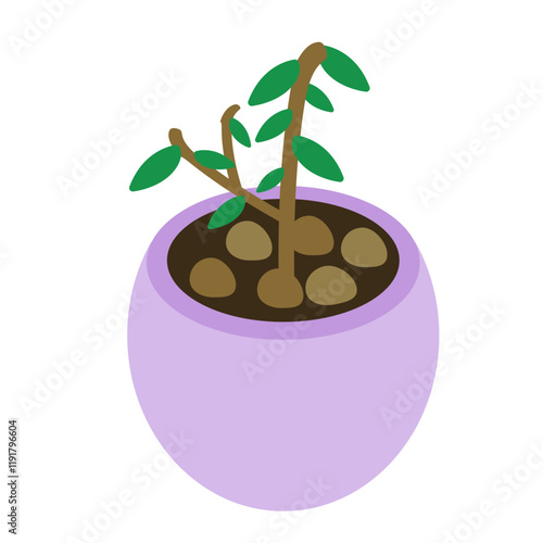 Botanical Potted Plant Icon Illustration Symbol