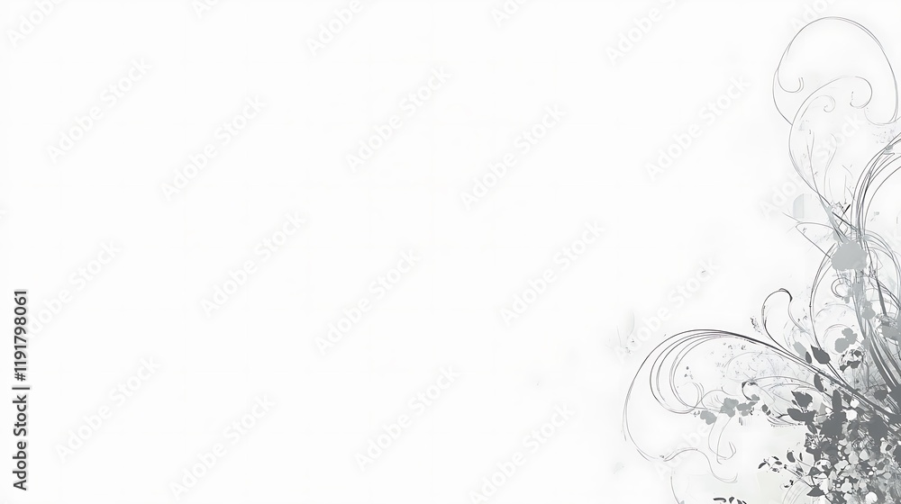 Abstract Grey Floral Design on White Background Abstract Grey Floral Design on White Background