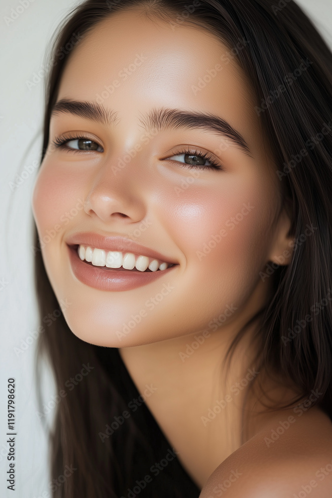 Portrait of a Woman with a Beautiful Smile and Snow-White Teeth Portrait of a Woman with a Beautiful Smile and Snow-White Teeth