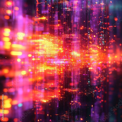 Wallpaper Mural Dynamic neon light patterns virtual space digital artwork futuristic environment abstract viewpoint modern concept Torontodigital.ca