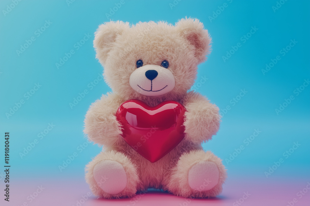 Teddy bear holding a red heart for Valentine's Day Teddy bear holding a red heart for Valentine's Day