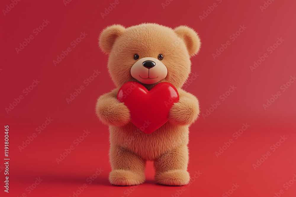 Teddy bear holding a red heart for Valentine's Day Teddy bear holding a red heart for Valentine's Day