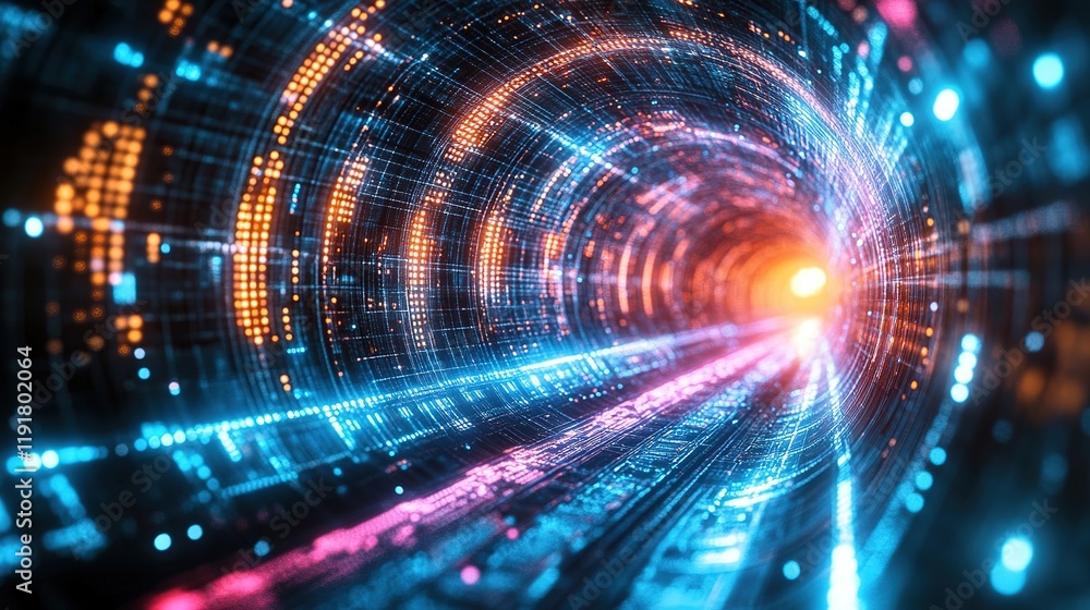 Futuristic light tunnel digital realm abstract visualization vibrant colors dynamic perspective modern concept Futuristic light tunnel digital realm abstract visualization vibrant colors dynamic perspective modern concept