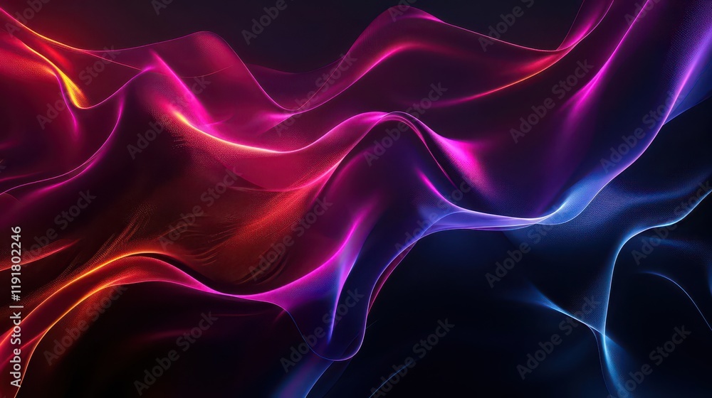 Obraz premium A vibrant abstract design featuring flowing waves of color in shades of pink, purple, and blue.