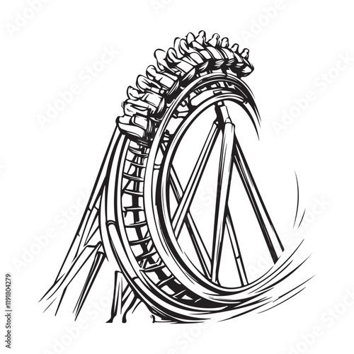 Roller Coaster Vector image. Thrilling Roller Coaster Vector Illustration isolated on white background.