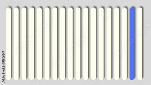 Stunning Interplay of Light and Shadow Through the Arrangement of Clean White Sticks on Grey Canvas. With Blue Stick. 