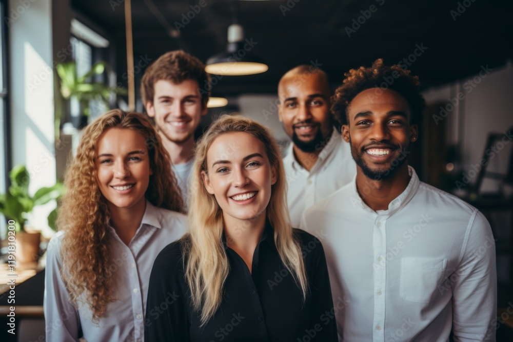Smiling portrait of a diverse group of business people in modern office Smiling portrait of a diverse group of business people in modern office