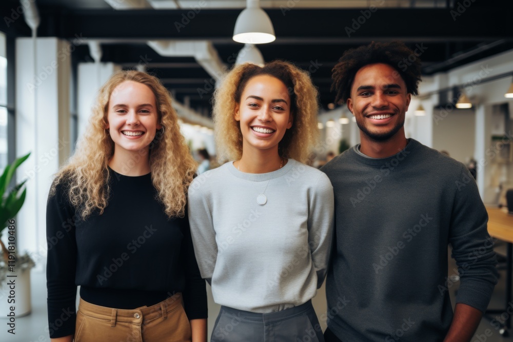 Smiling portrait of a diverse group of business people in modern office Smiling portrait of a diverse group of business people in modern office