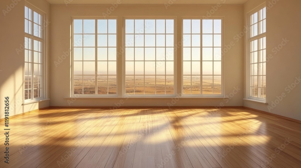 Obraz premium Sunlit Empty Room with Expansive View