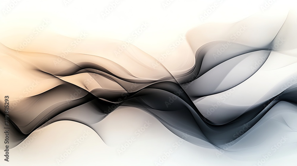 Obraz premium luminous smoke waves, glowing gentle texture, smooth gradients, pastel tones, isolated on white background