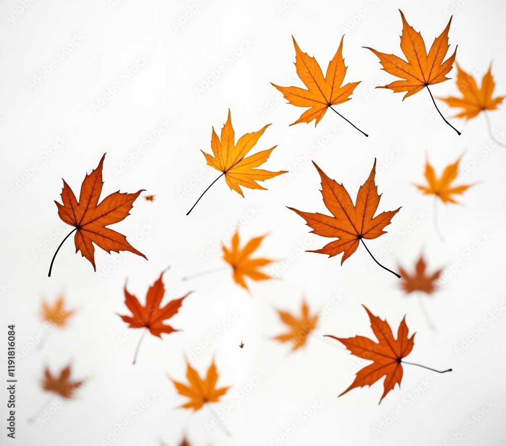 Autumn leaves float in air. Colorful falling leaves. Orange, brown maple leaves. Gentle breeze. Autumn season. Nature scene. Calm fall day. Beauty of nature. Natural background. Perfect for seasonal Autumn leaves float in air. Colorful falling leaves. Orange, brown maple leaves. Gentle breeze. Autumn season. Nature scene. Calm fall day. Beauty of nature. Natural background. Perfect for seasonal