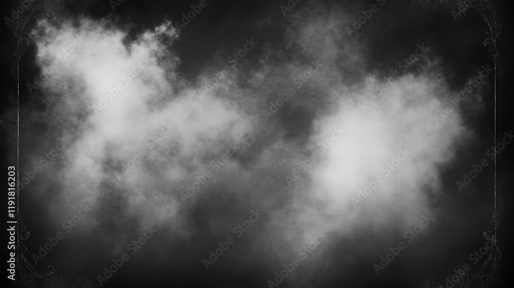 Dark Smoky Clouds Framed In Ornate Design Dark Smoky Clouds Framed In Ornate Design