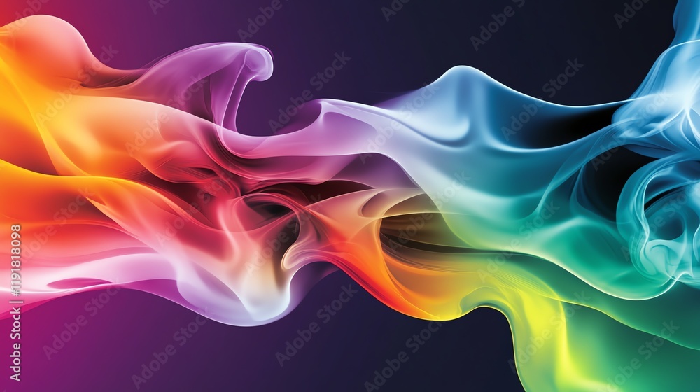 Fototapeta premium Smoky tendrils interacting with sharp-edged vintage patterns, glowing with vibrant gradient hues for a bold retro design