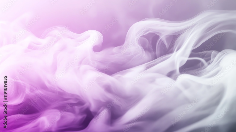 Fototapeta premium Subtle silver and white vape clouds gently flowing over a soft gradient pastel backdrop, Vape Cloud Effect, Elegant and calming