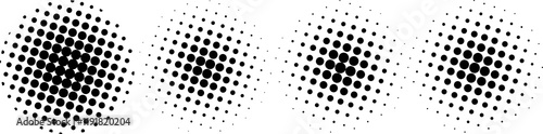 Halftone circle shapes background design vector set