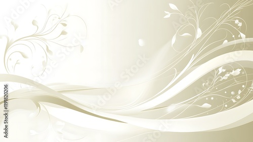 Elegant Cream Swirls and Floral Design Background