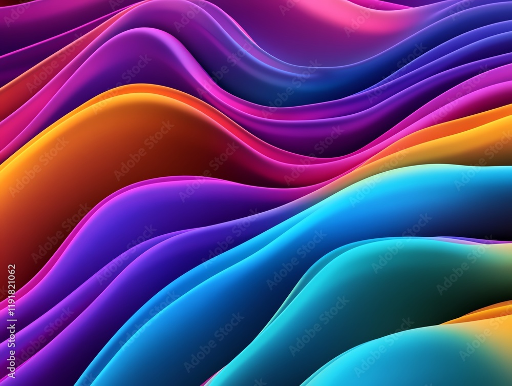 Obraz premium Vibrant smoke waves, liquid light aesthetics, 3D illustration
