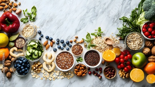 Wallpaper Mural Healthy Foods Arranged On Marble Surface For A Balanced Diet Torontodigital.ca
