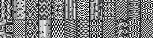 Vector set of 24 geometric linear patterns. Collection of seamless modern textures for your design.