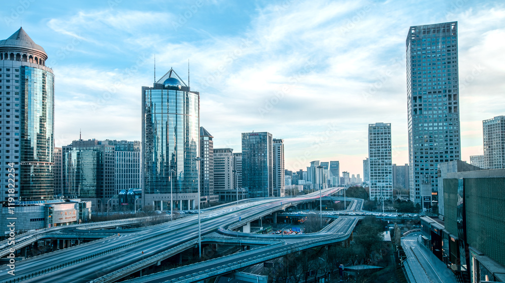 Fototapeta premium A viaduct in Beijing's Guomao district