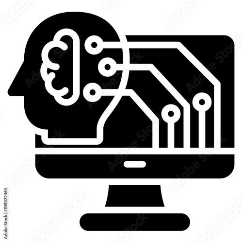 Cognitive Computing Icon Black Style