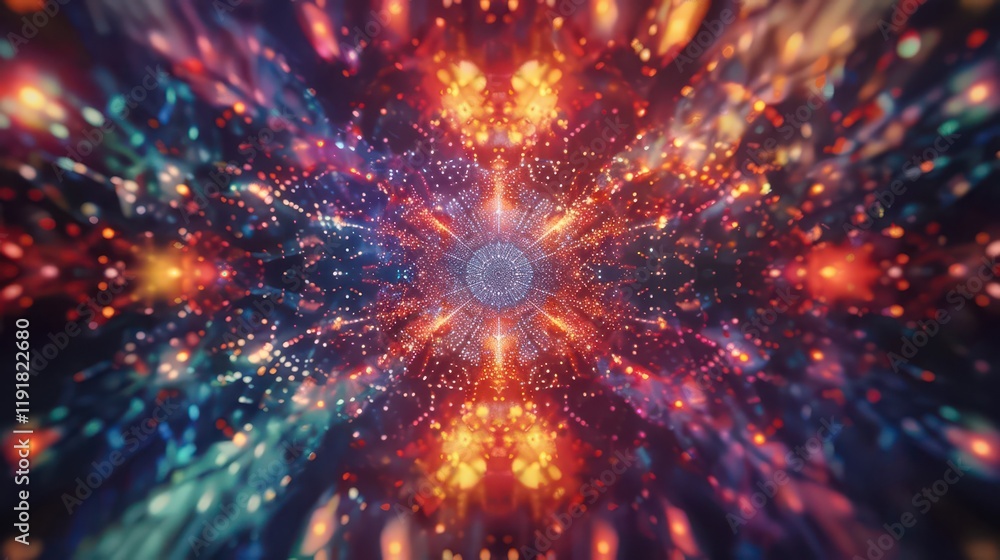 Fototapeta premium A vibrant, abstract explosion of colors and light, creating a sense of depth and energy.